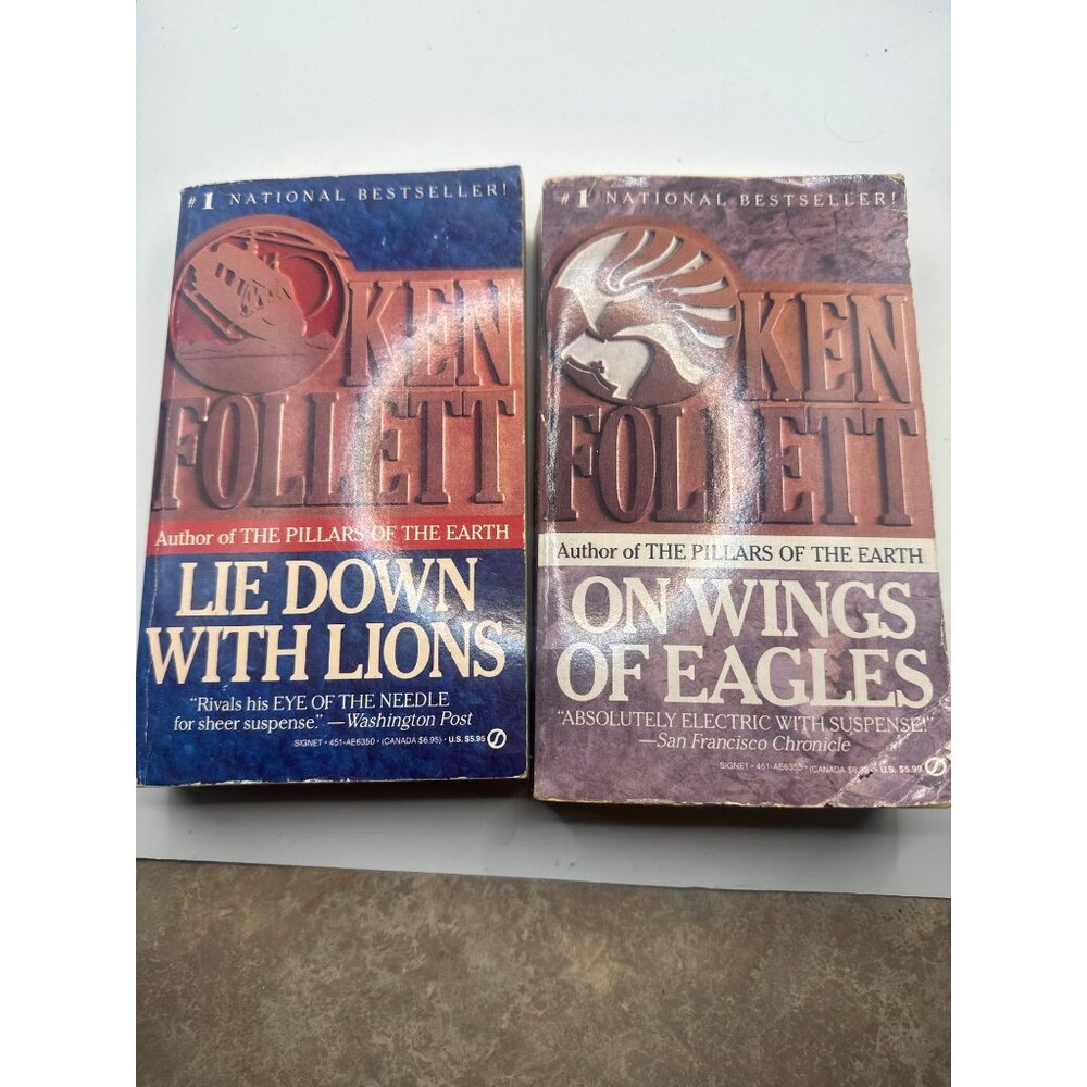 Ken Follett "Lie Down With‎ Lions" & "On Wings Of Eagles" Paperback Set